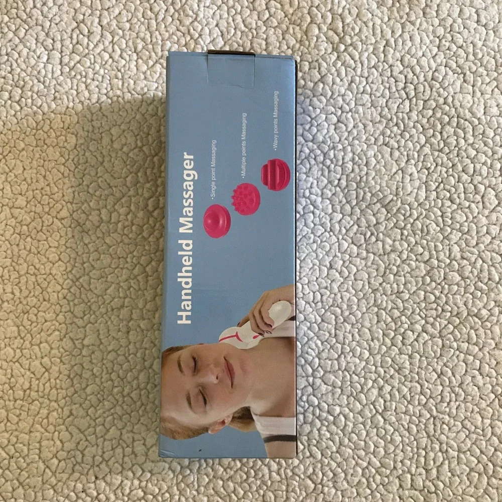 Handheld Massager HMV-60 Splash Proof 3 Interchangeable Heads White Pink NEW